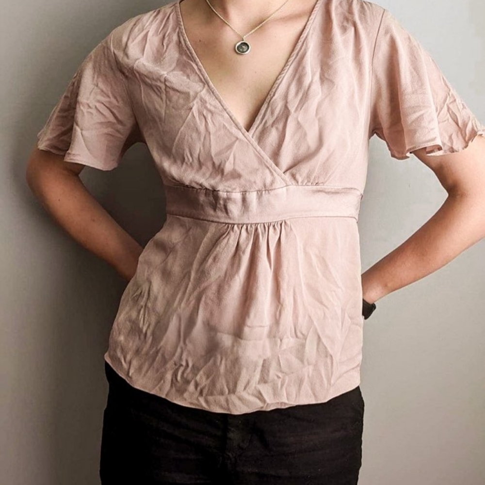 Blush wrap style shirt